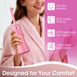 Mornwaen Peri Bottle Postpartum,Upgrade 400ml Portable Bidet with Extendable Sprayer for Travel & Camping,3 Leak-Proof Seals,Postpartum Essentials for Mom (Pink)