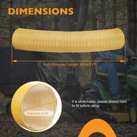 HQPASFY 4 Foot Lawn Vacuum Hose, 8'' Diameter Lawn Vac Hose Compatible with DR Agri Fab Trac Vac Cyclone, Leaf Vac Hose, Fits Most Brands Lawn Leaf Vac Grass Catcher Bagger, with 2 Clamps