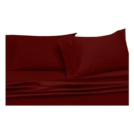 Royal Hotel Bedding Cotton Sheets, 4PC Bed Sheet Set, 100% Cotton, 300 Thread Count, Sateen Solid, Deep Pocket - Burgundy - Queen Size