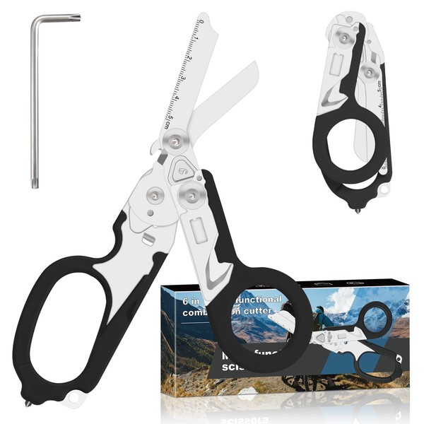 Lemasa 6 in 1 Multifunctional Combination Tool, Folding Retractable Emergency