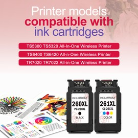 Oillike Compatible Ink Cartridges Replacement for Canon 260XL 261XL pg-260 cl-261 XL for TR7020 TR7020a TR7022 TS6420 TS6400 TS5300 TS5320 TS6420a Printers 2 Pack Black Color