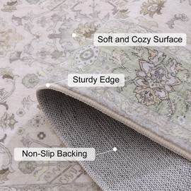 Vanmoos 2x3 Washable Area Rug – Soft, Non-Slip Entrance Rug, Durable Indoor Door mat, Floor Carpet for High-Traffic Areas, Entryway, Kitchen, and Bedside, Cozy Elegance/Green