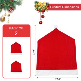 SATXTREM Christmas Chair Covers Set of 2,Red and White Santa Claus Hat Chair Back Covers for Xmas Holiday Festival Indoor Kitchen Bar Counter Stools Decorations Dining Room Table Decor