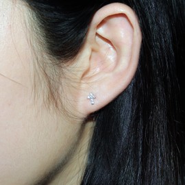 AoedeJ Cross Stud Earrings Sterling Silver Cubic Zirconia Religious Cross Earrings Stud for Women and Men (Style 1)