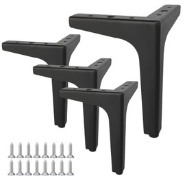 Set of 4 Furniture Feet, 15 cm Triangle Table Legs, Replacement Sofa Feet, Metal Feet, for Chairs, Table, Cabinet, Bed, Cabinets, Sofa, Bedside, TV Cabinets, Drawers, Couch Chair Ottoman, with Screws