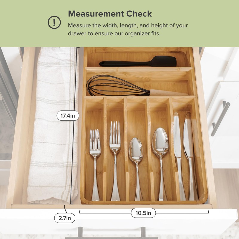 KitchenEdge Silverware Organizer - Cutlery, Flatware, and Utensil Holder for