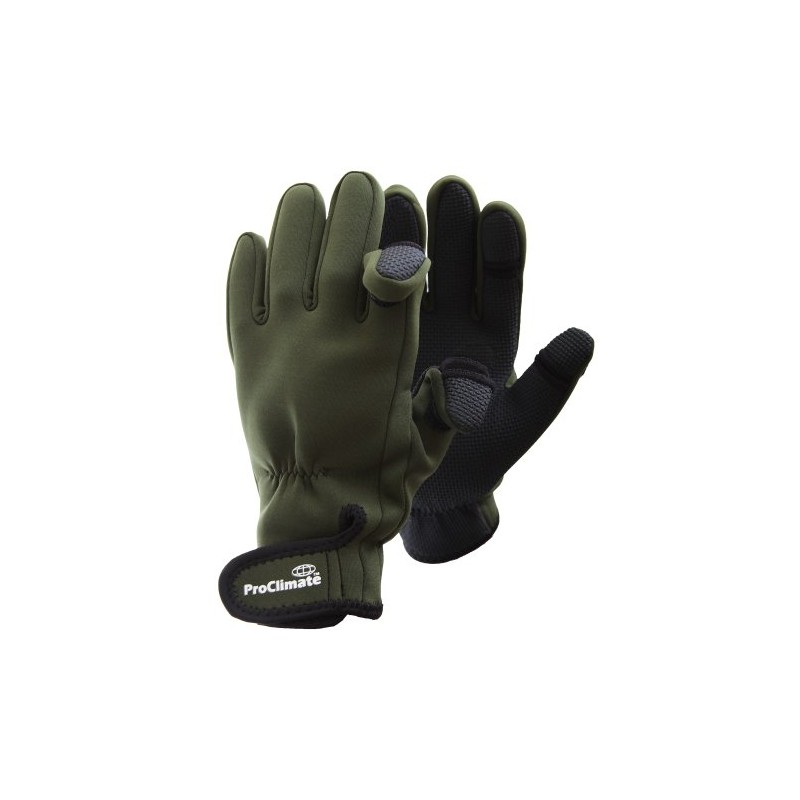 Mens Neoprene Fishing Gloves (Lightweight Waterproof) (M/L) (Green)