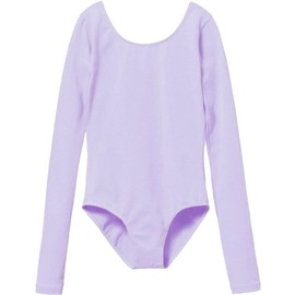 MdnMd Classic Long Sleeve Dance Ballet Leotard for Toddler Girls Gymnastic Bodysuit Outfit (Purple/Lavender, Age 4-6 / 4t,5t)