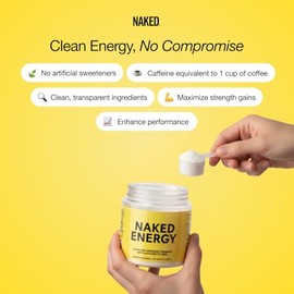 NAKED Energy - Pure Pre Workout Powder for Men and Women, NSF Certified, Vegan, Unflavored, Healthy Pre Workout - No Added Sweeteners, Colors Or Flavo