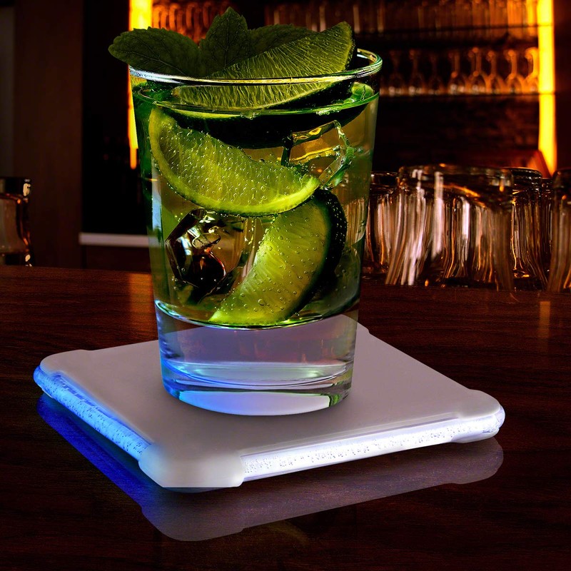 Set of 4 Square Light Up Drink Coasters with Pressure
