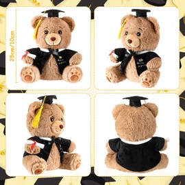 Deekin 10 Inch Graduation Bears Stuffed Animal Class of 2024 Plush Bear in Black Cap Graduation Bear Kindergarten Graduation Gifts Stuffed Bear Plush Bear Toy for Grad Party Decor (Grad Cap)
