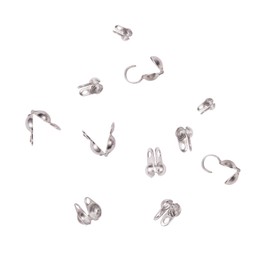 LiQunSweet 100 Pcs Mixed Sizes Stainless Steel Bead Tips Terminators Crimp Calotte Knot Ends Clamshell Cover Ball Chain Tip Clasp for Jewelry Making DIY Crafts - 4~8x2~5mm