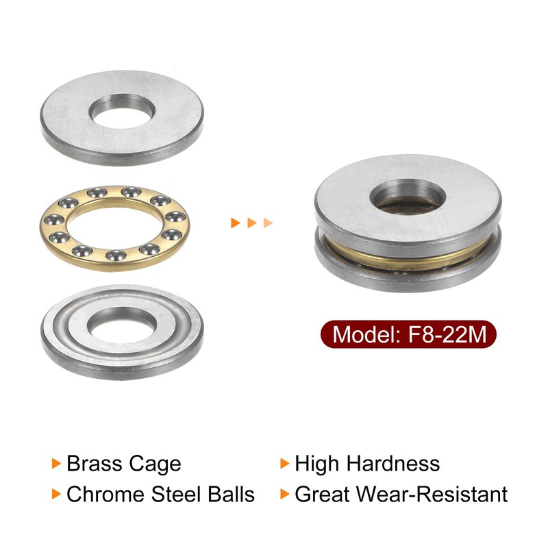 sourcing map 4pcs F8-22M Miniature Thrust Ball Bearings 8mm Bore