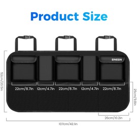EINESIN Car Trunk Organizer, Auto Storage Bag with 9 Pockets, Car Trunk Bag with Strong Elastic, Magic Wand Structure for SUV (Black, 42.5 x 20.5 IN)