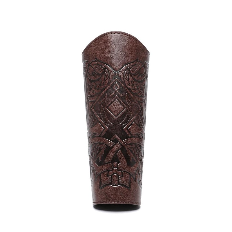 Medieval Leather Bracers for Men Angel Wings Embossed Viking Leather