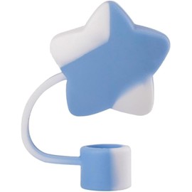 Silicone Straw Cover Cap for Cup, Star Shape Straw Topper Compatible with 10mm 30 and 40 Oz Tumbler, Reusable Straw Tips Lids (Blue and White)