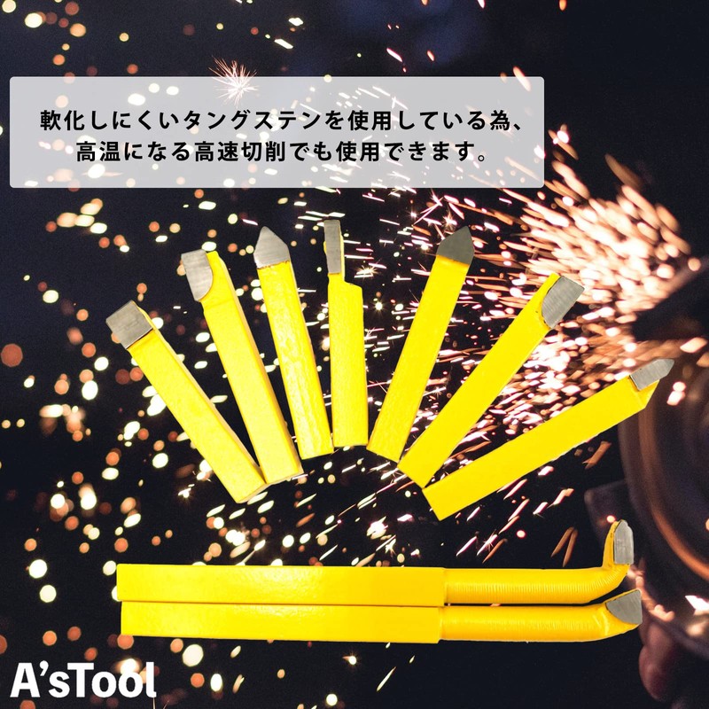 A'sTool Small Lathe, Self-made Lathe, Cutting Bite Set of 9,