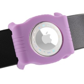 WhoseID Airtag Holder for Dog Collar，Ultra-Durable Silicone & Strudy ABS Case, Adjustable Size to Fits All Width Collars (Purple)