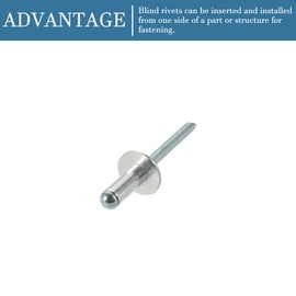 QUARKZMAN 6.4 mm x 16 mm Blind Rivets x 10 Pieces Aluminium Open End Large Flange Rivet for Metal and Plastic and Leather [Silver Tone]