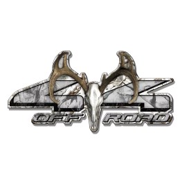 Wrapped in Skins 4x4 OFF ROAD Truck Side Deer Skull Decals with BUCK SKULL / SNOW CAMO  A-007W-BU