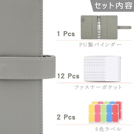 Sitengle A6 Binders, 6 Holes, Budget Binder, PU Leather, 12 Pockets, Convenient Set with Labels, Household Account Management, Money Management, Household Account Book, Documents, Receipts, Business Cards, Memo Holder, Loose Leaf Binder Personal Organize