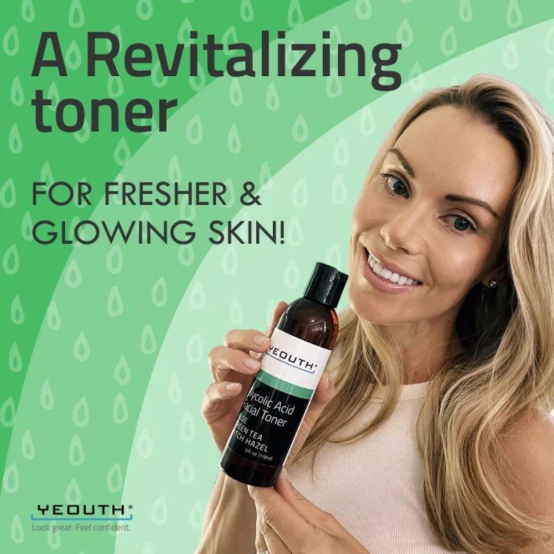 Yeouth - Tóner De Ácido Glicólico Para Cara Con Hamamelis