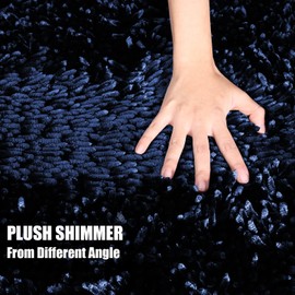 Yimobra Bathroom Rugs Sets 2 Piece, Luxury Extra Thick Bath Mats for Laundry Room Floor, Shaggy Fluffy Chenille Bathroom Rug Set, Soft Comfortable, Non-Slip, Machine Wash, Absorbent Water, Blue