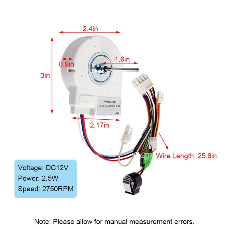 SEIWEI W11224591 DC 12V Refrigerator Evaporator Fan Motor Compatible with