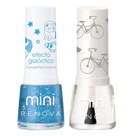 Esmaltes de uas Renova Mini Duo Nebula y Brillo cada uno 7.7ml                                                                                        