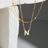 Poxtex Layered Initial N Necklaces for Women, 14K Gold Plated