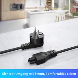 C5 Cable 1.8 m, CYD Pack of 2 C5 Euro 3-Pin Power Cable, 3-Pin AC Power Cable, 10A-16A 250V for Laptop Power Supplies, Scanners, Printers and LED TV Monitors