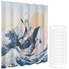 Funny Cat Shower Curtain, Cat Bathroom Curtain Cute Bathing Cat