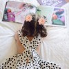 Pink Organza Flowers 4pcs 3D Shape Flower Sew On Fabric