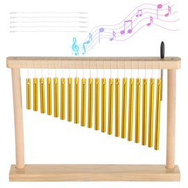 20 Notes Chime, 20-Bar Instrument with Rich Tone, Wood Table Wind Chime with Mallet, Single Row Percussion Instrument, Desktop Hand Chime, Serenity Bell Wind Chime for Youth Adults