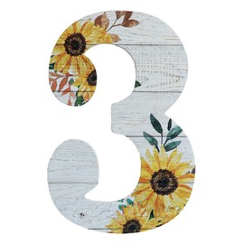 COLLECTIVE HOME - 12" Wood Letters for Wall Decor, Rustic Wall Sign, Decorative Hanging Alphabet Signs, House Number, Decorations for Wedding Birthday Housewarming Party, Washed White, Sunflower (3)