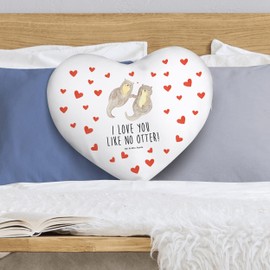 Mr. & Mrs. Panda Heart Cushion Otter Holding Hands Gift Couple Sea Otter Sea Otter Lake Otter Decorative Cushion Ottler Heart Shape