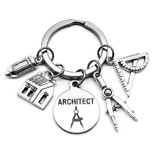 Architect Keychain, Architectural Engineer Keychain, Architect Student, Architect Teacher, House