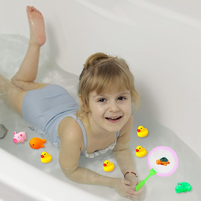Bath Toys Set with 2 Fishing Net Tools and 8