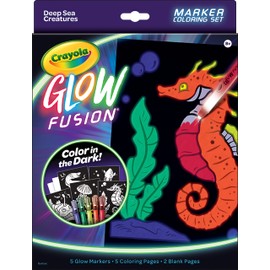 Crayola Glow Fusion - Deep Sea Critters (12pcs), Glow in The Dark Markers, Sea Creature Coloring Pages, Gift for Boys & Girls, Ages 8+