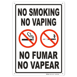 Brimar - 7" x 10" - Bilingual No Smoking No Vaping Sign - .055″ Polyethylene Plastic - Bilingual Text - Bold Text