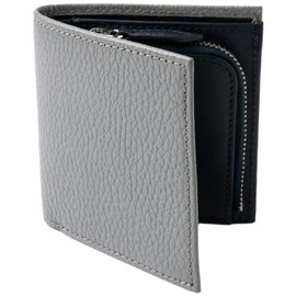 LECIOUS Wallet, Easy Access Design, Bifold Wallet, Small, Minimalist, Unisex, Genuine Leather, Cowhide Leather, Navy, gray × navy