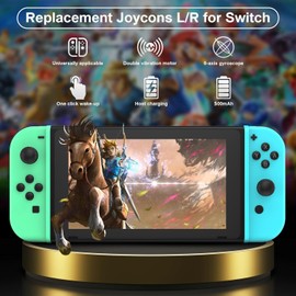 Upgraded Switch Controllers, Replacement L/R joycons Wireless Switch Controllers Compatible with Switch/Lite/OLED, Support Motion Control/Wake-up/Dual Vibration