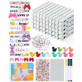 Cheer Pins for Backpack Cheer Stuff Kit 70 White Colored Clothes Pins with Mini Resin Ducks Bows Letter Beads Team Cheerleaders Gifts Bulk Pin Me Ribbon for Bag Decorations Competition Spirit Clips