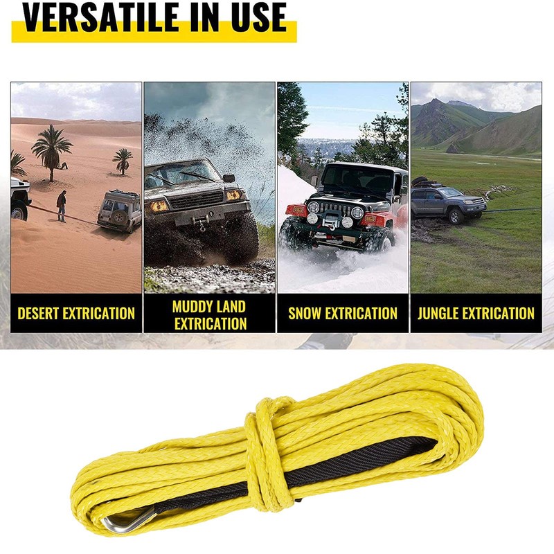 Winch Cable, Synthetic Winch Rope, Vehicle Winch Accessories, 7700 lbs,