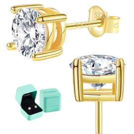 Moissanite Stud Earrings, 3.0ctw Lab Created Diamond Earrings for Women & Men, D Color VVS1 Clarity, 925 Sterling Silver, 14K White Gold Plated, Hypoallergenic Solitaire Studs Jewelry Gift