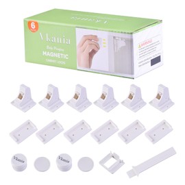 Vkania Magnetic Cabinet Locks Baby Proofing - Baby Safety Latches for Drawers and Cabinets -Easy Installation No Drilling (6 Pack and 2 Keys)