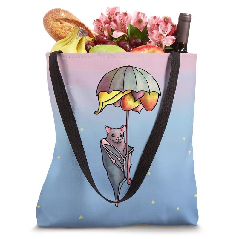 Cute Fruit Bat with Umbrella Fruit Basket Tote Bag