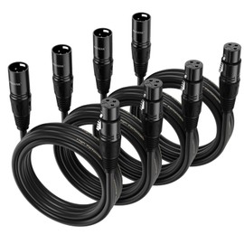 NUOSIYA XLR Cable 15 Ft 4 Packs,Microphone Cables,Premium Balanced Microphone Mic Speaker Cable with 3-Pin XLR Male to Female DMX Cable,Black