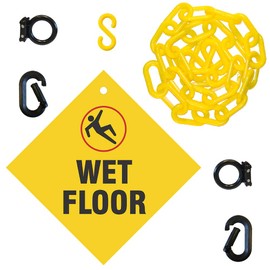 Mr. Chain Wet Floor Sign Kit, Sign and 6-feet Yellow 2-Inch Chain (7406WF)