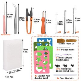 Mayboos Needle Felting Kit, Wool Roving 20 Colors Set, Wool Felting Tool Starter Kit Felt Molds with Portable Storage Box for DIY Craft Home Decoration